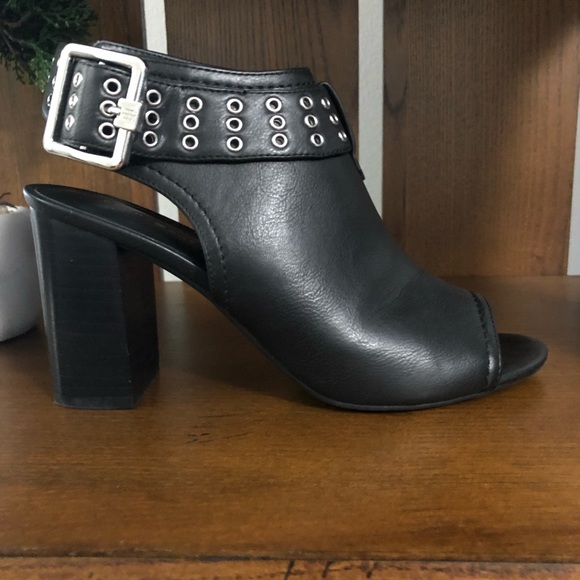 Tommy Hilfiger Slingback Peep Toe Bootie Chunky 3.5” Heel BLACK Size 7 - Picture 5 of 15